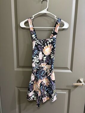 Floral Black Romper with Pastel Blooms